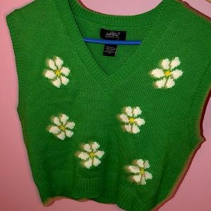 Green Floral Sweater Vest